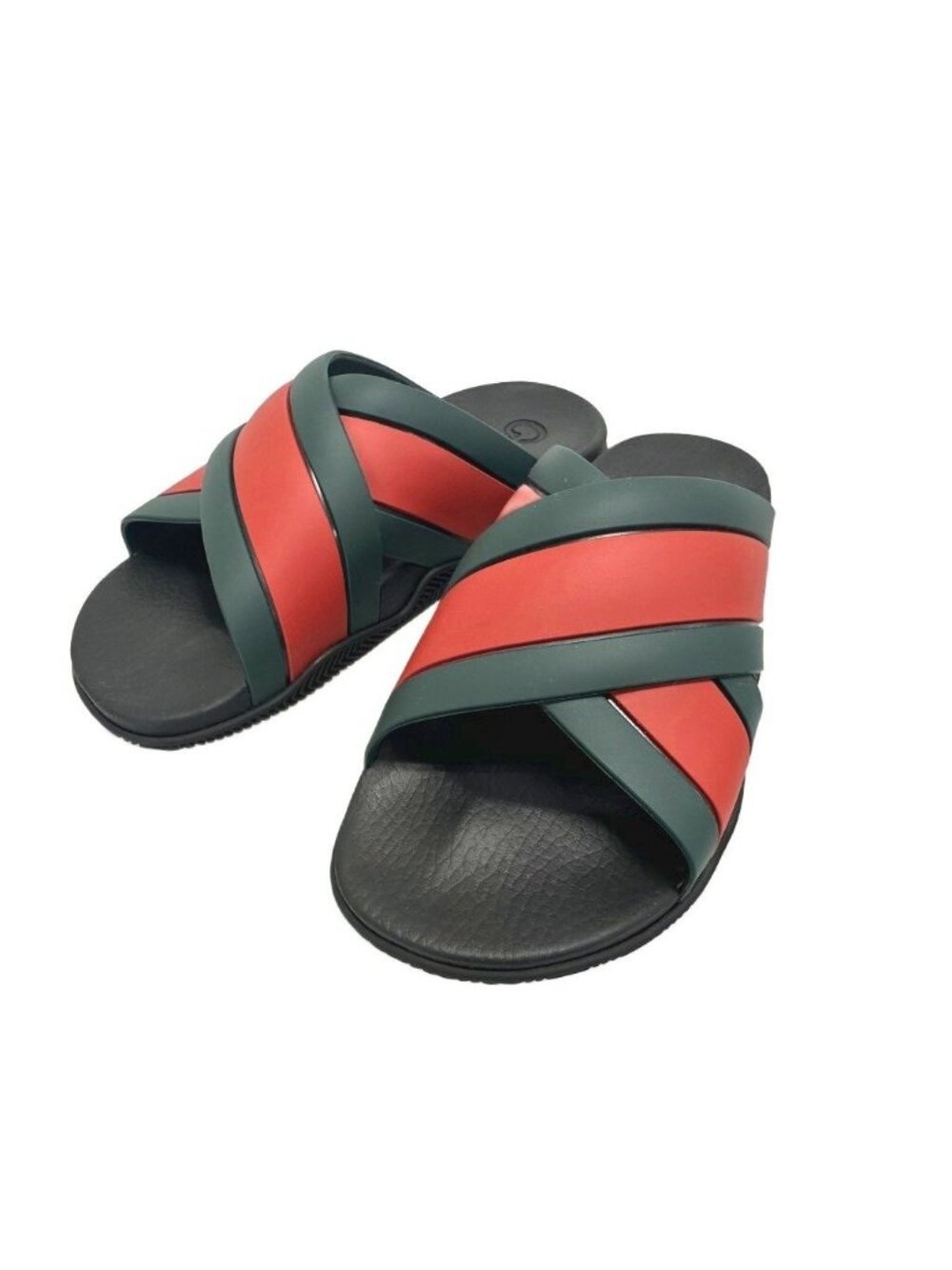 Gucci Sherry Line Rubber Leather Sandals Black